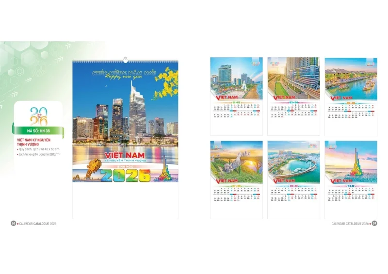 Lịch treo tường Hoa Niên 2026
