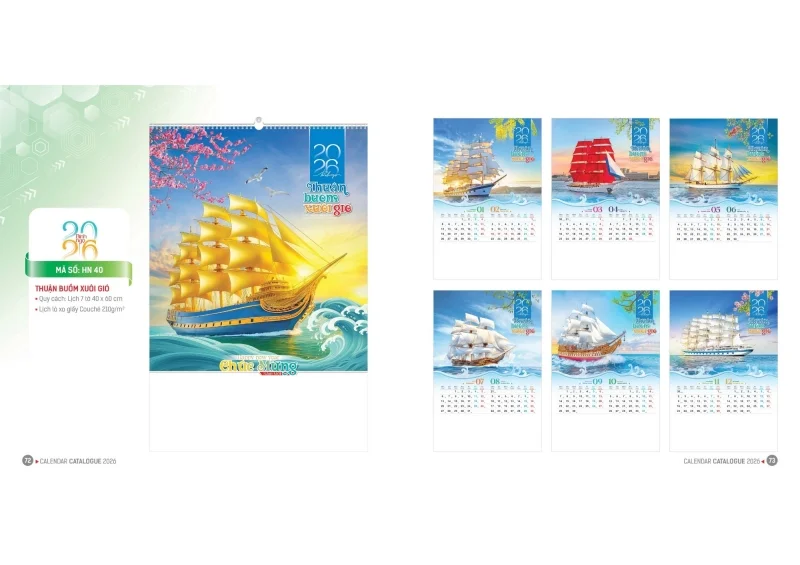 Lịch treo tường Hoa Niên 2026