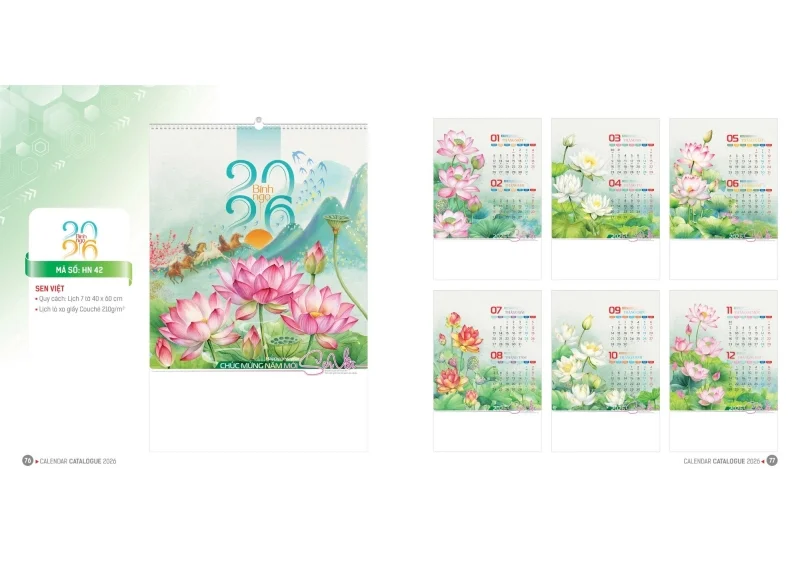 Lịch treo tường Hoa Niên 2026