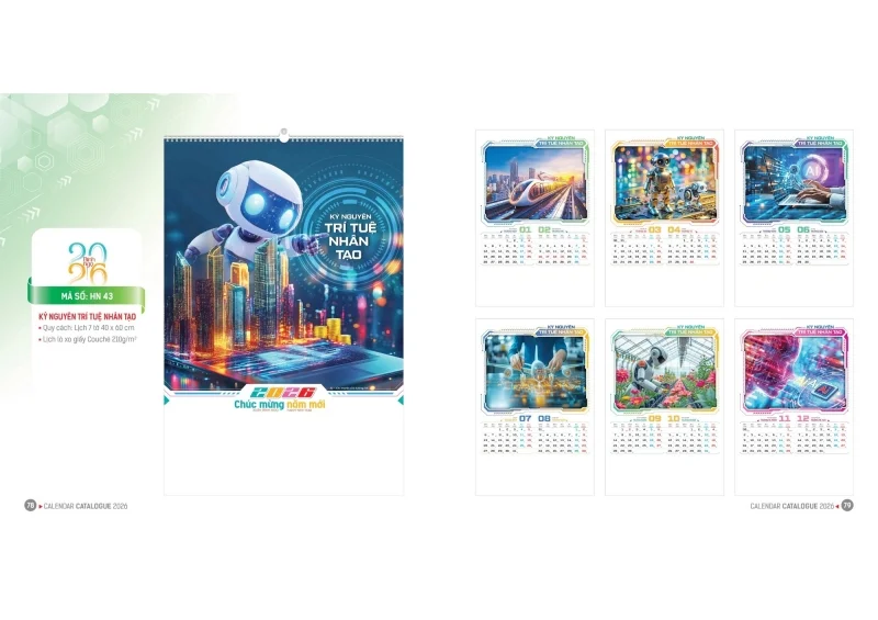 Lịch treo tường Hoa Niên 2026