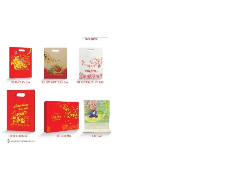 Các loại túi đựng trong bộ sưu tập Lịch tết Hoa Niên