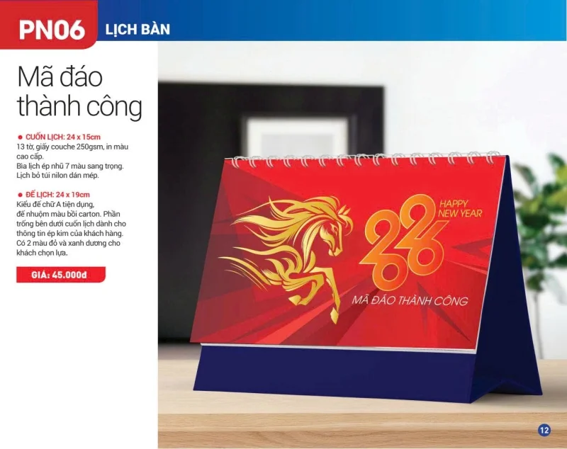 Lịch để bàn chữ A Xuân Phương Nam