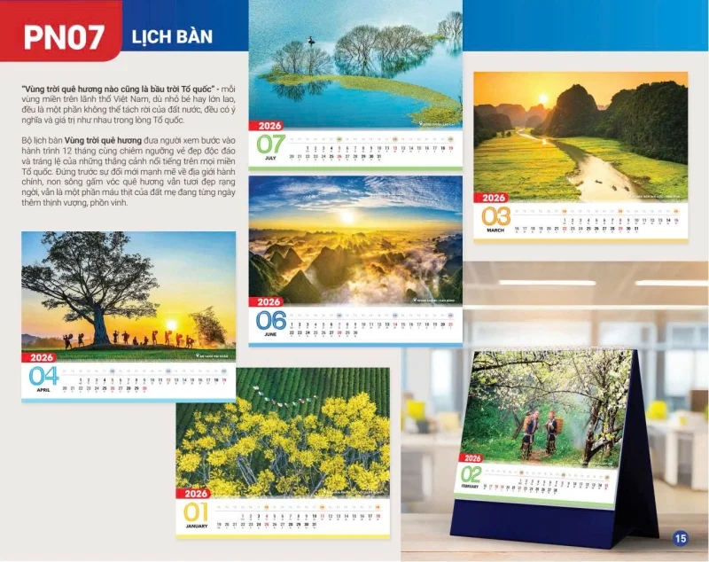 Lịch để bàn chữ A Xuân Phương Nam