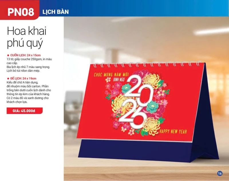 Lịch để bàn chữ A Xuân Phương Nam