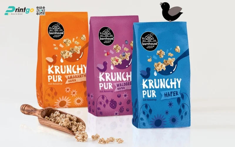 Mẫu bao bì granola dạng túi hàn biên