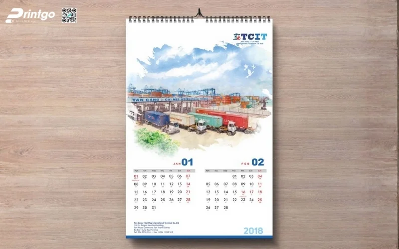Mẫu lịch tết phong cảnh dạng lịch treo tường độc quyền