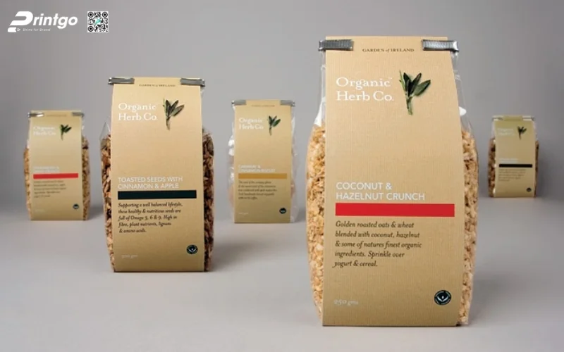 Mẫu bao bì granola dạng túi Kraft