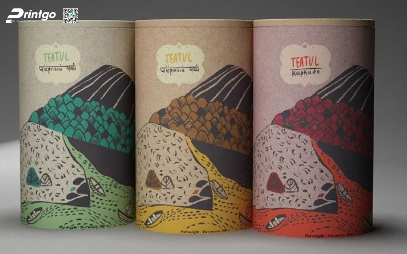 Mẫu bao bì granola dạng hộp trụ tròn