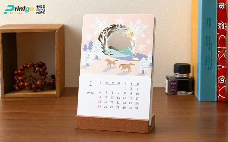 Mẫu lịch để bàn độc đáo đế gỗ