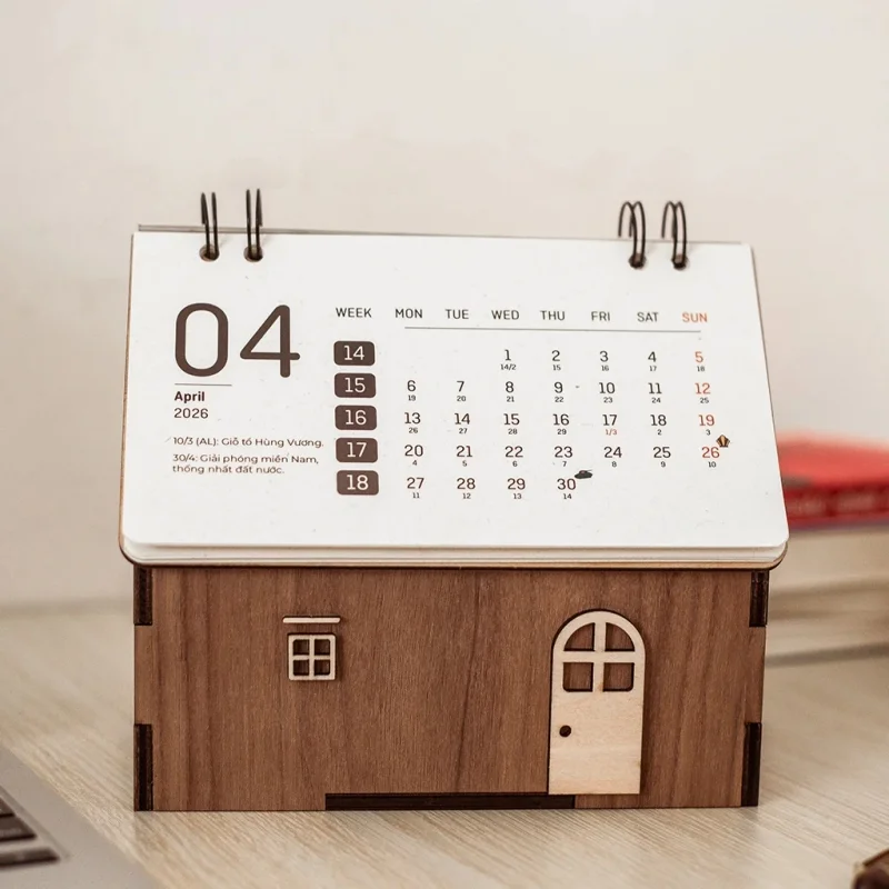 Mẫu lịch ngôi nhà gỗ đẹp mắt 