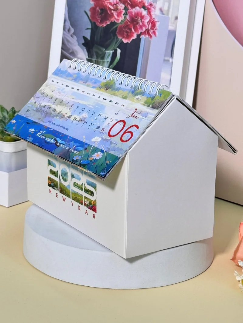 Mẫu lịch ngôi nhà giấy dấu ấn thương hiệu 