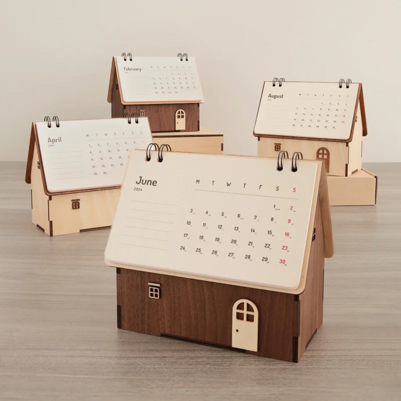 Mẫu lịch ngôi nhà gỗ phong cách tối giản 