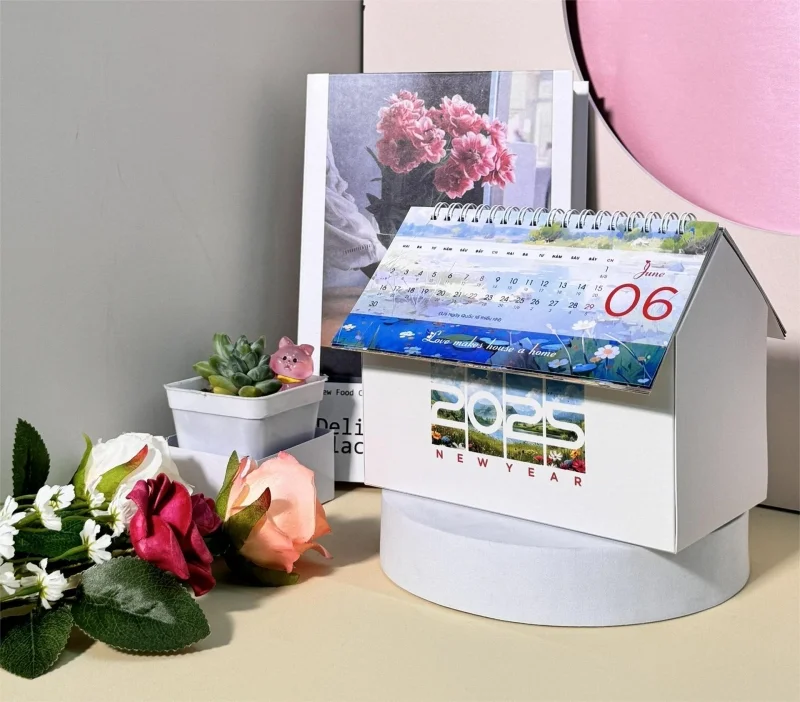 Mẫu lịch ngôi nhà giấy quà tặng ý nghĩa 