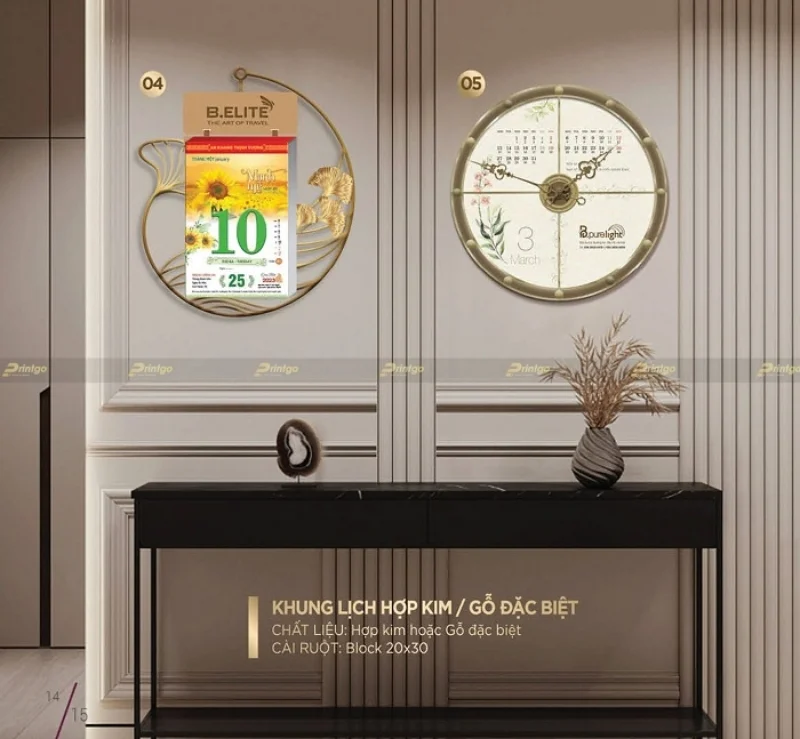 Mẫu lịch tết đặc biệt dạng lịch bloc khung hợp kim