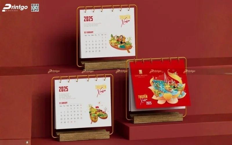 Mẫu in lịch tết độc quyền khung kim loại/hợp kim