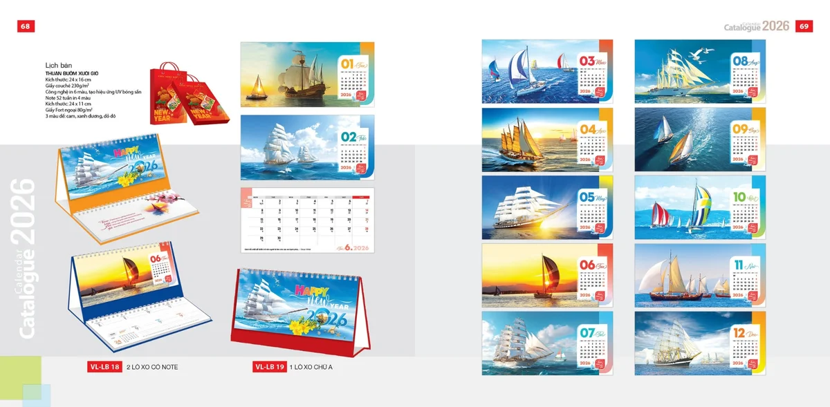 Mẫu lịch tết phong cảnh dạng để bàn tiện lợi