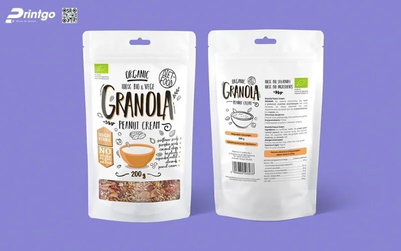 Mẫu bao bì granola dạng túi zipper