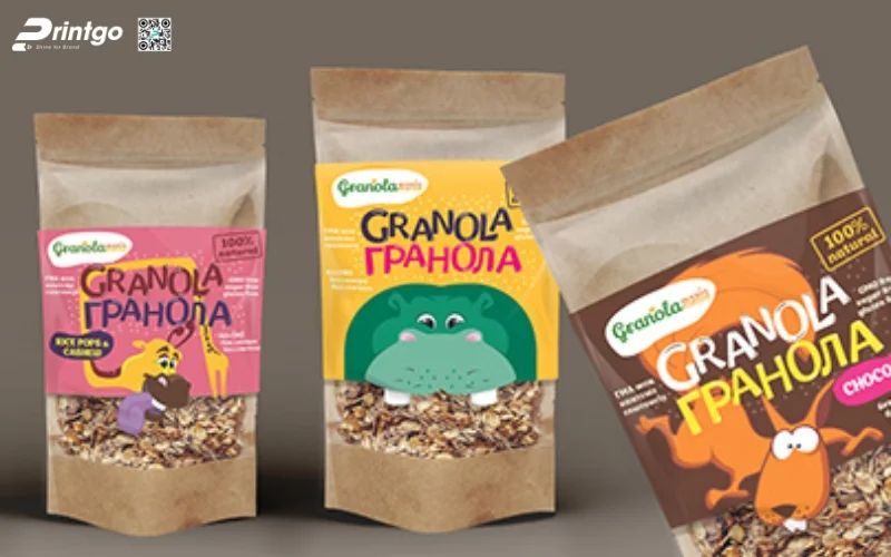 Mẫu bao bì granola dạng túi hàn biên
