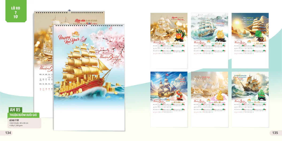 Mẫu lịch tết phong cảnh dạng treo tường ấn tượng