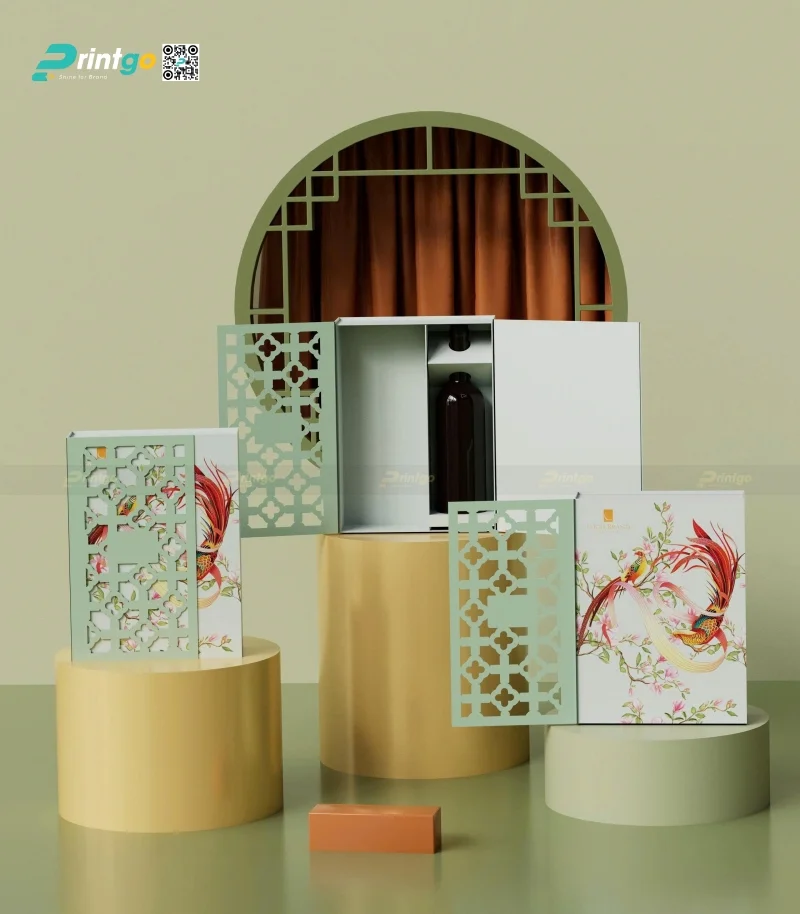 Hộp quà tết Phượng Vũ do Printgo thiết kế trong catalogue tết 2026