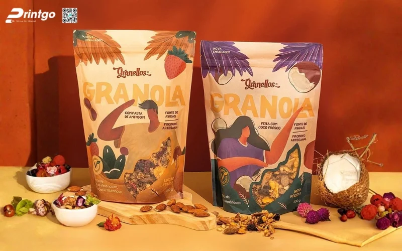 Mẫu bao bì granola dạng túi zipper