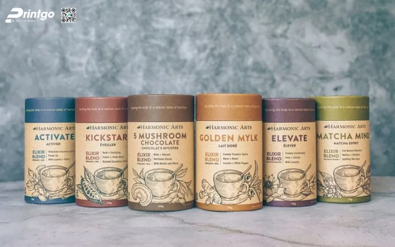 Mẫu bao bì granola dạng hộp trụ tròn