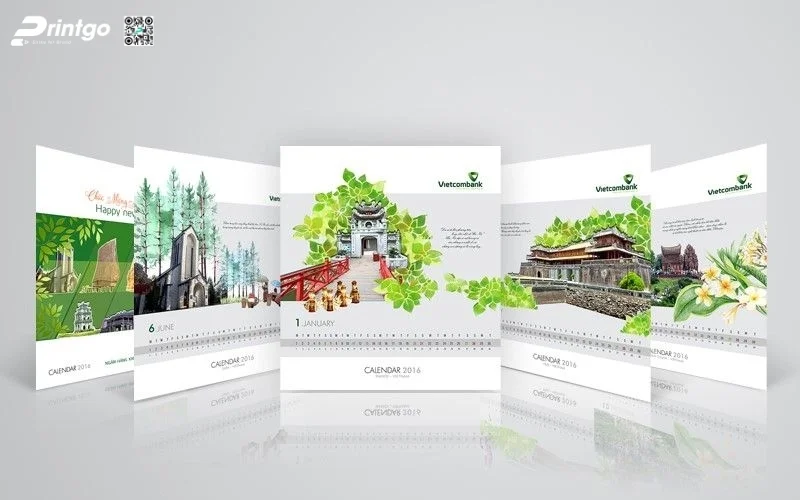 Mẫu lịch tết phong cảnh dạng lịch treo tường độc quyền