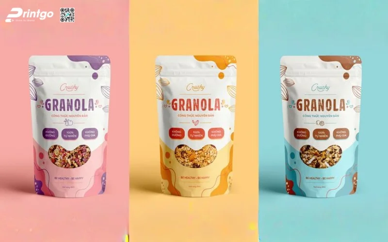 Mẫu bao bì granola dạng túi zipper