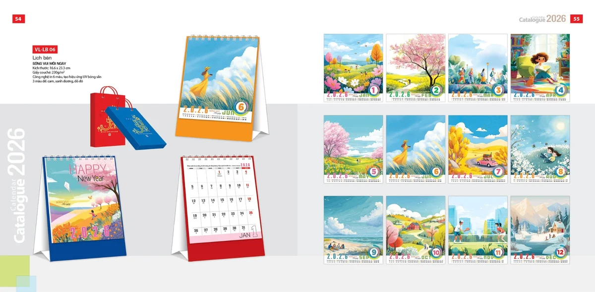 Mẫu lịch tết phong cảnh dạng để bàn tiện lợi