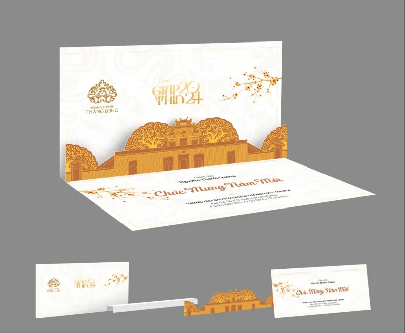 Gợi ý phương án in ấn lịch Tết “Rồng Hoàng Thành Thăng Long” với thiệp chúc mừng
