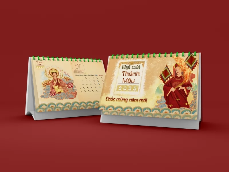 Lịch để bàn “Đại Cát Thánh Mẫu” gia công tỉ mỉ 