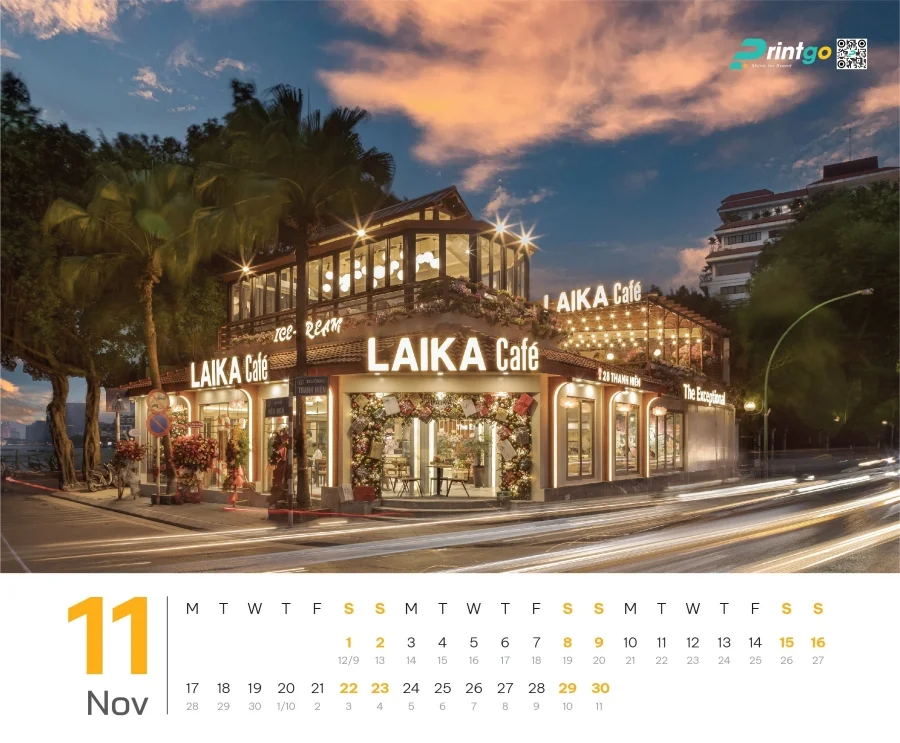 Dự án thiết kế lịch Tết 2025 cho chuỗi cửa hàng cà phê Laika Café - tháng 11