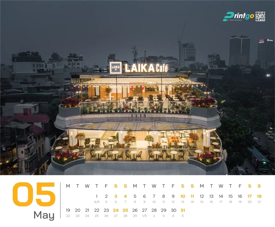 Dự án thiết kế lịch Tết 2025 cho chuỗi cửa hàng cà phê Laika Café - tháng 5