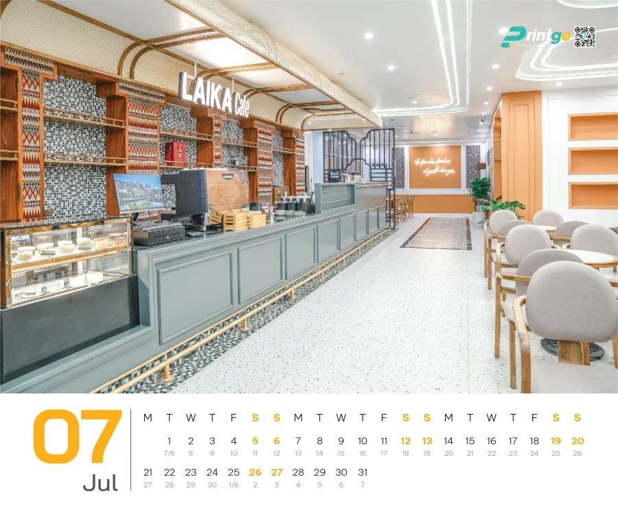 Dự án thiết kế lịch Tết 2025 cho chuỗi cửa hàng cà phê Laika Café - tháng 7
