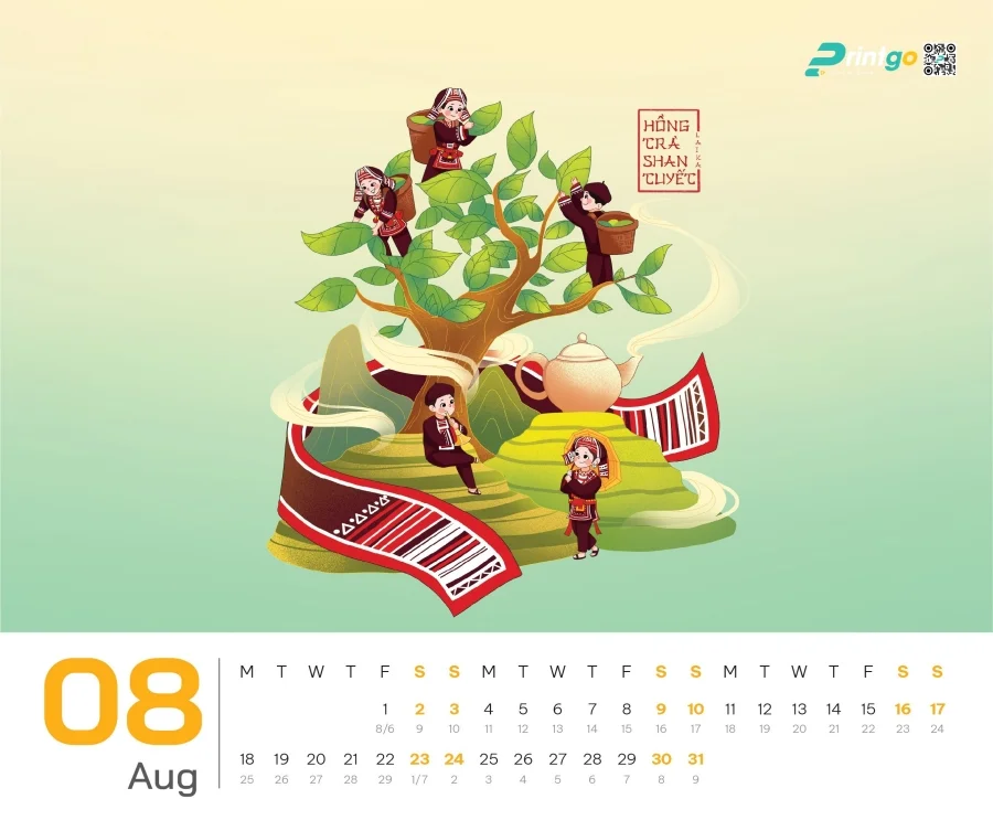 Dự án thiết kế lịch Tết 2025 cho chuỗi cửa hàng cà phê Laika Café - tháng 8