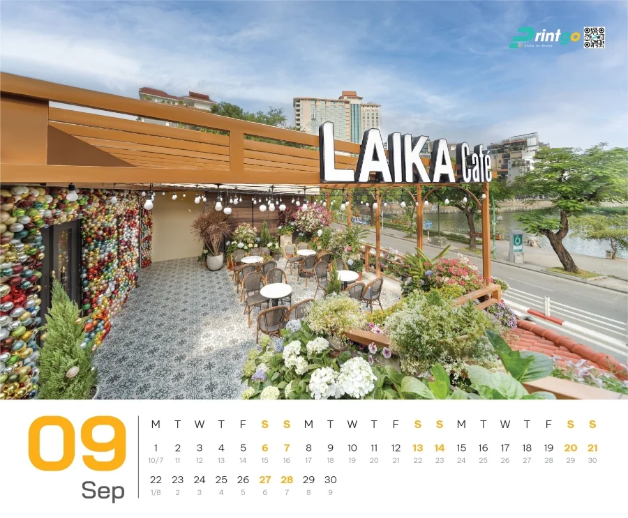 Dự án thiết kế lịch Tết 2025 cho chuỗi cửa hàng cà phê Laika Café - tháng 9