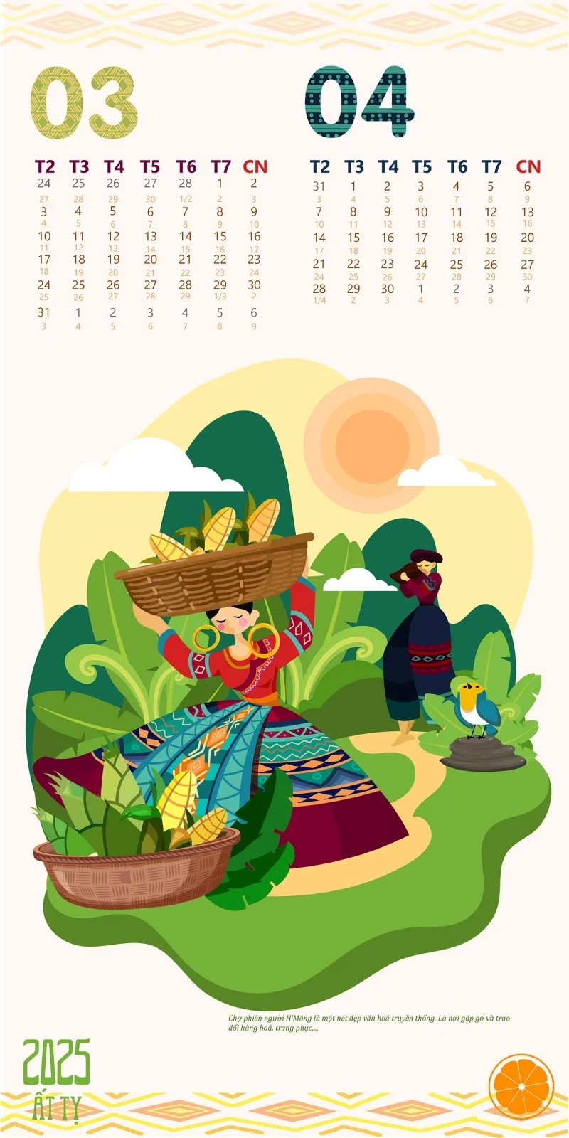 Lịch treo tường "Tết của đồng bào H'Mông"