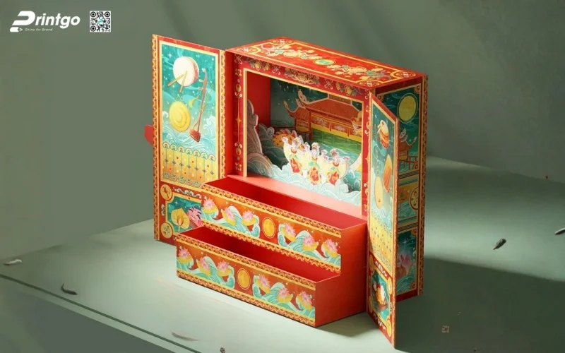 Mẫu hộp quà tết 2 tầng 3D độc đáo