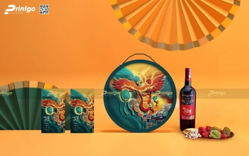 Mẫu hộp quà tết có quai xách bằng da