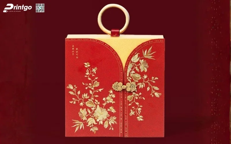 Mẫu hộp quà tết quai xách bằng gỗ