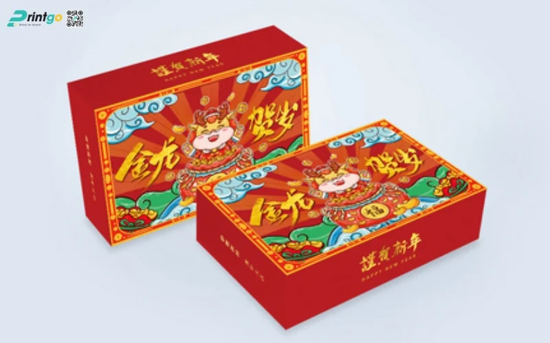 Mẫu hộp quà tết đẹp quy cách nam châm nắp lật 