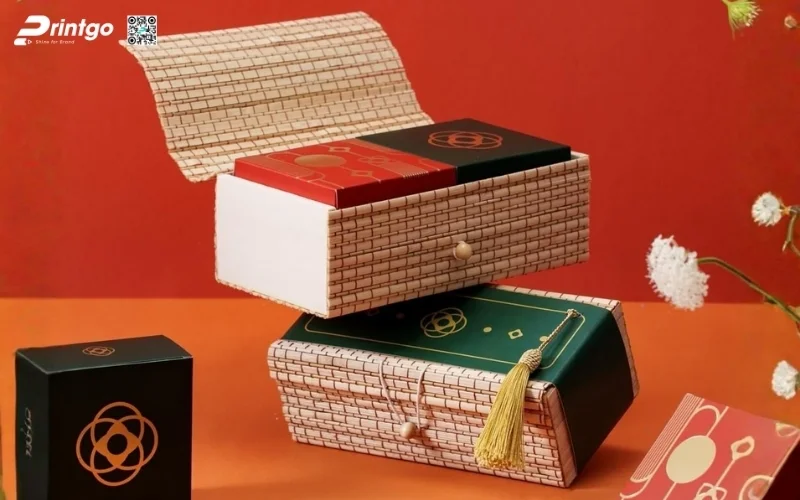 Mẫu hộp quà tết mây tre đan hình chữ nhật độc đáo