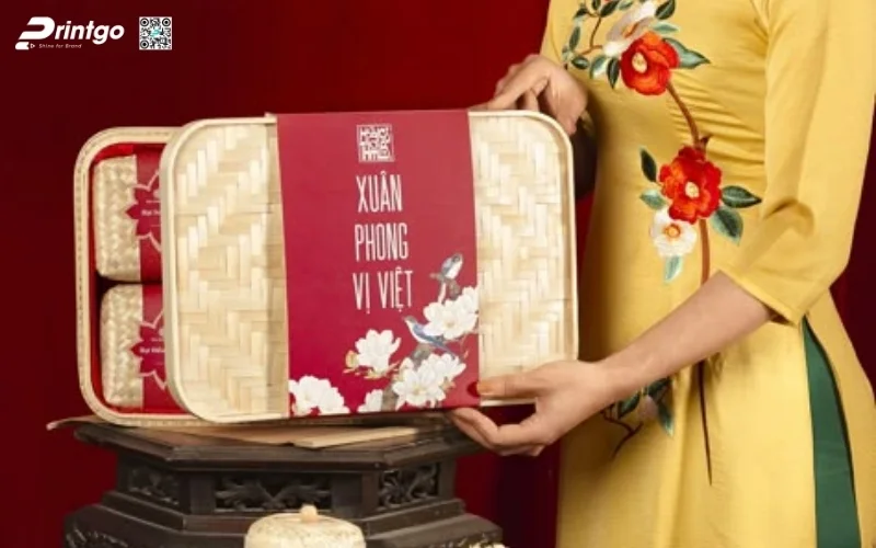 Mẫu hộp quà tết mây tre đan hình chữ nhật độc đáo