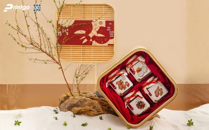 Bộ sưu tập mẫu hộp quà tết mây tre đan hình vuông