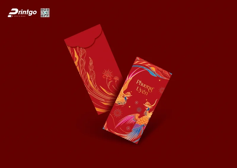 Bao lì xì thư pháp phượng uyển 