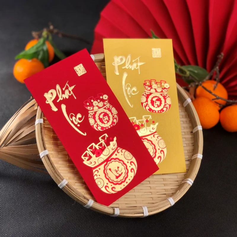 Mẫu bao lì xì viết thư pháp ấn tượng