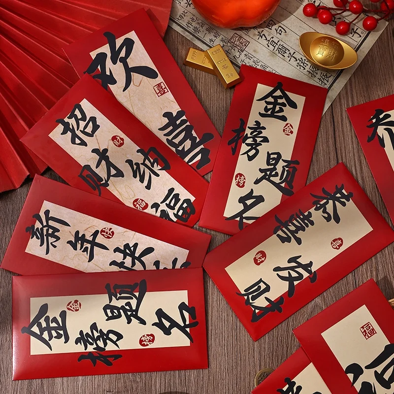 Mẫu bao lì xì viết thư pháp chỉn chu 
