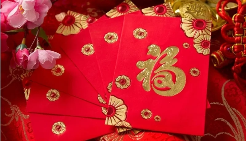 Mẫu bao lì xì viết thư pháp phong cách tối giản 