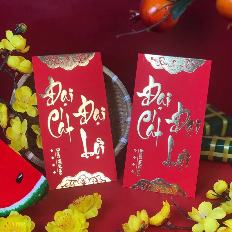Mẫu bao lì xì viết thư pháp đẹp mắt 