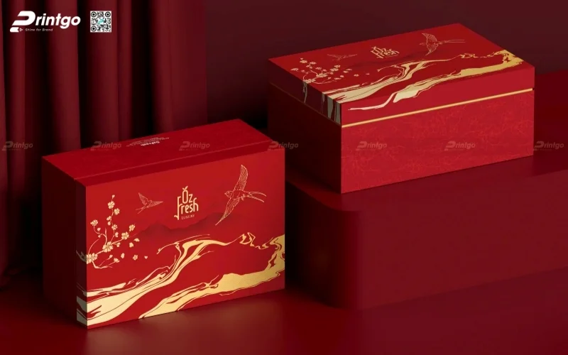 Mẫu hộp quà tết đẹp dạng âm dương 